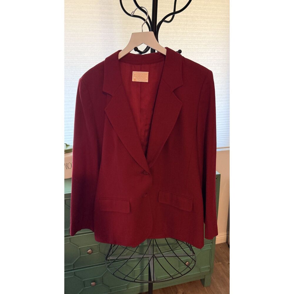 Vintage Pendleton Pure Virgin Wool Red Blazer Suit Jacket 14/16